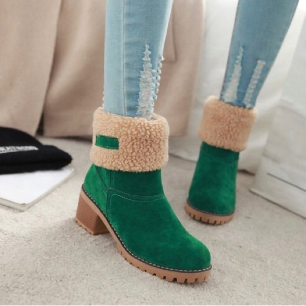 Women /Winter Warm Snow Boots/Ankle Boot Casual/Mid Calf Boots /Color Green /40 - Picture 15 of 15